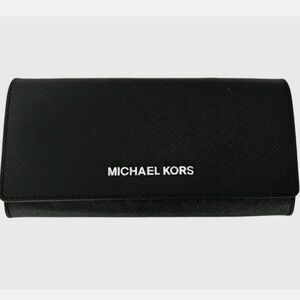 NWT Michael Kors Jet Set Travel Carryall Wallet Black Saffiano Leather